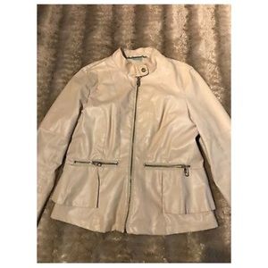 Steve madden faux leather pink/nude peplum jacket